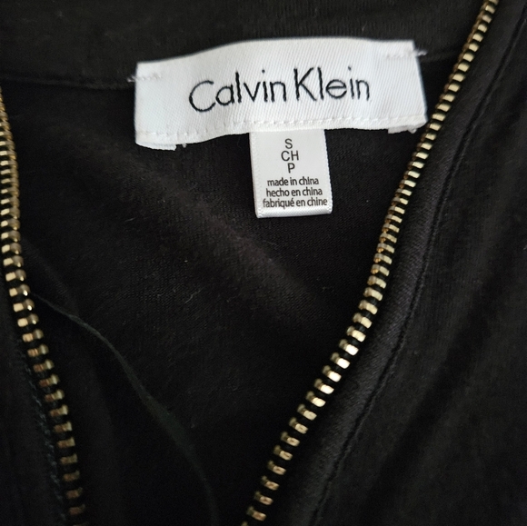 Calvin Klein Black Top with Gold Zipper Runs Large - Picture 2 of 2